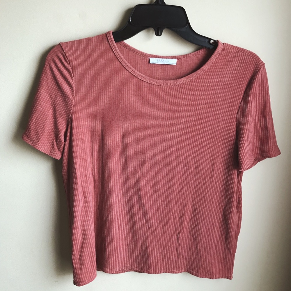 Zara Burnt Orange Ribbed Crop Top, Sz. M